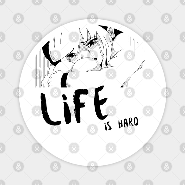 Life is Hard Girl Crying Magnet by Soba Wave Studio